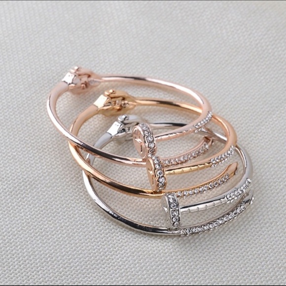 Hot🌶GOLD nail bracelet with rhinestones. Stack’m - Picture 3 of 8